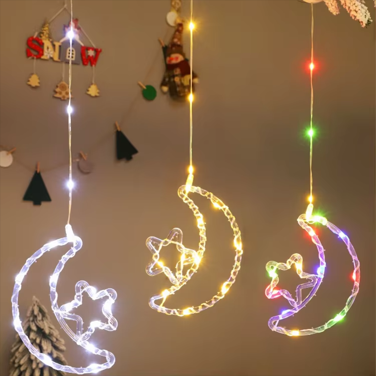 Blanc/Blanc chaud/Multicolore - Étoile et lune