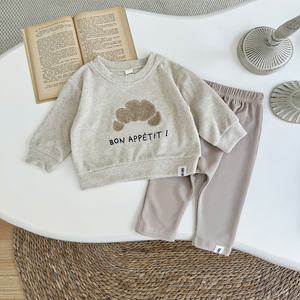 ชุดเสื้อผ้าสองชิ้นปักลายครัวซองต์สไตล์เกาหลีเสื้อแขนยาวลำลองสำหรับฤดูใบไม้ผลิฤดูใบไม้ร่วง - Product Image 3