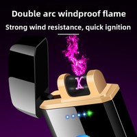 Briquet à double arc plasma DEBANG, briquet USB pour cigarettes, allumage par glissement, affichage de la puissance, rechargeable, briquet personnalisé, électrique, portable