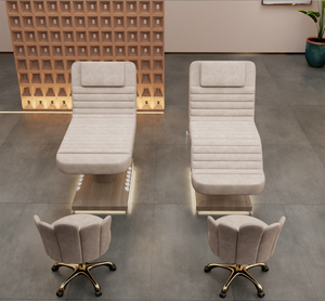New Design Luxurious Stainless Steel Foot Controlled Massage Table and Chair with 3 Motor Electric Facial Beauty Bed - Product Image 2