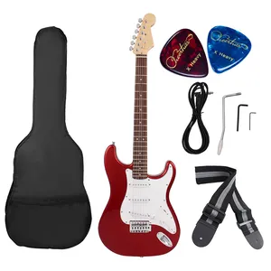 Set di strumenti musicali economici all'ingrosso chitarra elettrica per principianti di alta qualità in tiglio
