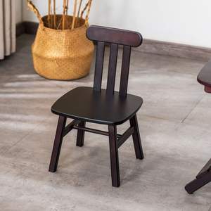 Chaise pour enfants en bois massif avec dossier, marron foncé, petite taille, pour usage domestique, salon, tabouret d'étude - Product Image 1