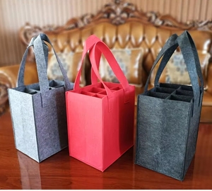 Promotion : Sacs cadeaux en feutre personnalisés avec logo, pour plusieurs bouteilles de vin rouge, vente en gros, avec motif et lettres - Product Image 2
