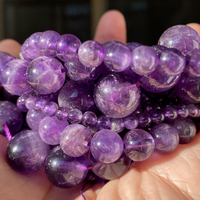 Perles Rondes en Pierre Naturelle Quartz Violet Jade Agate Jaspe Améthyste en Vrac Fournitures pour Fabrication de Bijoux DIY Bracelets AsVrai U