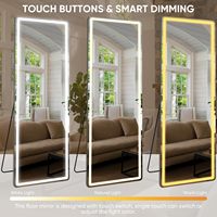 Miroir rectangulaire LED pleine longueur 71x28, cadre en aluminium, design moderne, éclairage à 3 couleurs réglable, décoration intérieure