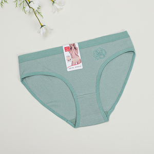 UOKIN calidad sin cintura banda de goma alta estiramiento mujer cintura media alta ropa interior bordada calzoncillos Color sólido mezclado blanco - Product Image 2