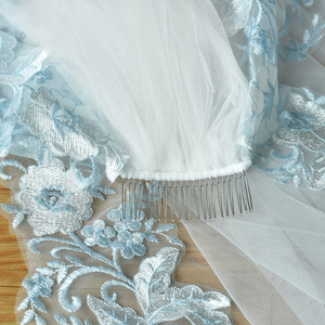 <span class=keywords><strong>Voile</strong></span> de mariée long en dentelle avec appliques, taille personnalisée, 1 couche, orné de paillettes, vente en gros d'usine, faible MOQ, OEM/ODM - Product Image 4