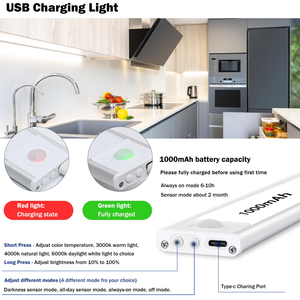 Luz LED con Sensor de Movimiento, Recargable por USB, Ultrafina, Moderna, de 3 Colores y Regulable, para Interiores, Cocina, Armario, Venta al Por Mayor - Product Image 5