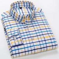 Chemise en coton pur pour homme, col carré, à carreaux, couleur unie, décontractée, polyvalente, grande taille, coupe ajustée