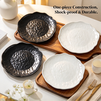 Assiettes à dîner en PP à texture de roche irrégulière de style nordique, écologiques, sans BPA, vaisselle pour restaurant, dîner à domicile, dessert, assiette à fruits, assiette à collation