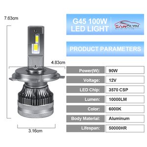 2024 G45 <span class=keywords><strong>H7</strong></span> Bombilla de faro <span class=keywords><strong>LED</strong></span> para automóviles y camiones 24V 45W 6000K Can Bus Luces H4 Bombillos Nueva condición - Product Image 4