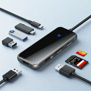 8 en 1 USB C Hub SD TF 3,0 PD 100W tipo C datos USB 3,0 4K 30Hz estación de acoplamiento múltiple