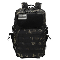 Sac à dos tactique AYPPRO 45L noir, sac d'assaut imperméable 900D avec système Molle pour la randonnée et l'entraînement, faible MOQ 50 pièces, logo personnalisé