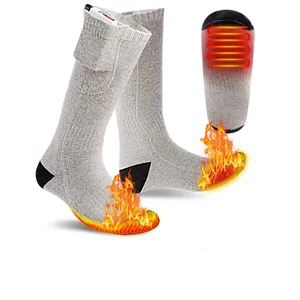 ถุงเท้าอุ่นไฟฟ้าใช้แบตเตอรี่แบบชาร์จไฟได้วัสดุฉนวนกันความร้อนแบบนุ่มสำหรับบุรุษและสตรี100%
