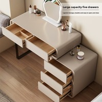 Table de maquillage multifonctionnelle rétractable en bois massif, style moderne et luxueux, avec armoire à trois tiroirs tout-en-un pour chambre à coucher de petite taille