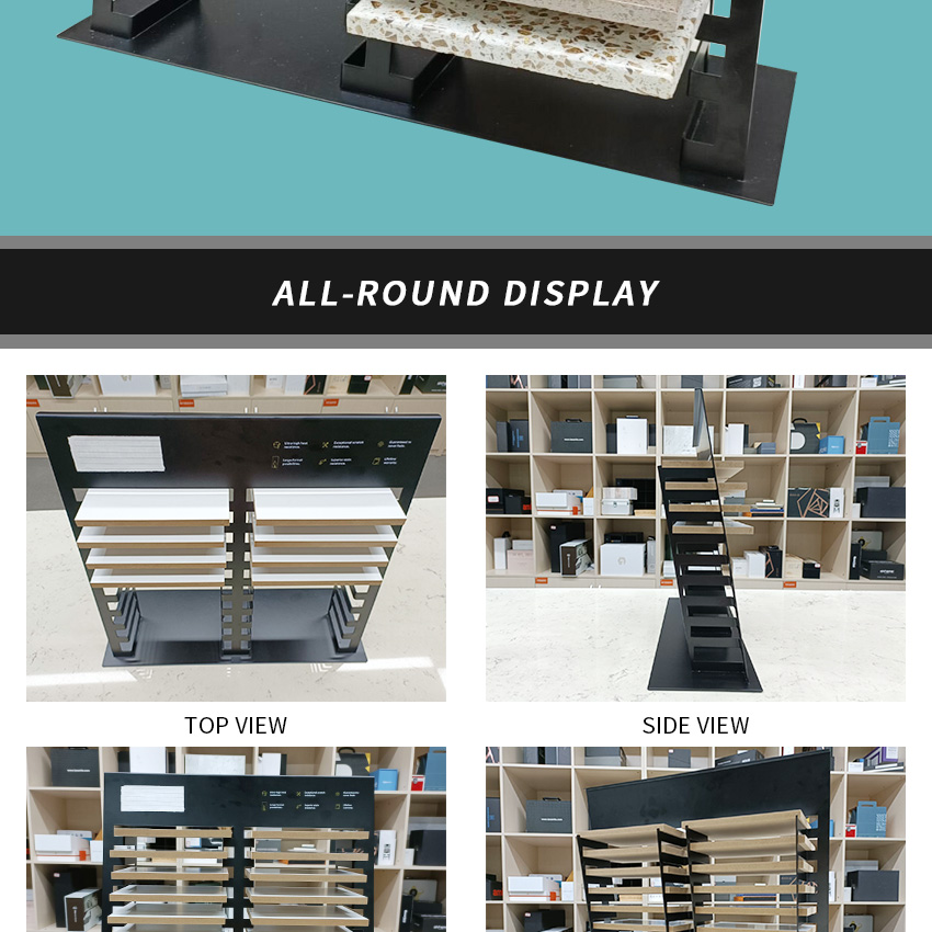 Wholesale Tabletop Stone Sample Stand Granite Factory Show Double Sided Marble Quartz Ceramic Display Tile Iron Countertop Rack