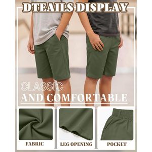 Shorts uniformes pour garçons, coupe Bermuda, taille élastique avec poches, anti-plis, tenue scolaire, 5-14 ans - Product Image 4
