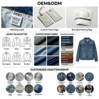 EIDEO OEM ODM Personnalisé Veste en jean vintage courte matelassée doublée, style bomber de travail, en toile, avec logo Monkey Wash, éco-responsable