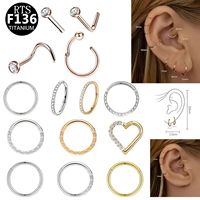 G23 Clicker 20g Anting Hidung Stud Cincin Perut Anting Lubang Hidung Septum Titanium Piercing Astm F136 Perhiasan untuk Wanita Pria