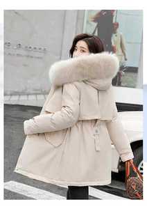 Abrigo de Invierno 2025 para <span class=keywords><strong>Mujer</strong></span> con Cuello de Piel Grande, Chaqueta Larga Acolchada de Algodón con Forro Polar, Novedad para Europa y Estados Unidos - Product Image 6