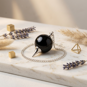Pierre précieuse noire Agate cristal sphère pendule sculpté Chakra radiesthésie Feng Shui amour gravure sept alignement spirituel Divination - Product Image 1