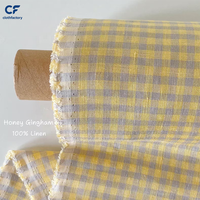 Tissu en lin 100% à carreaux vichy au mètre pour rideaux, robes, nappes, couture et décoration intérieure