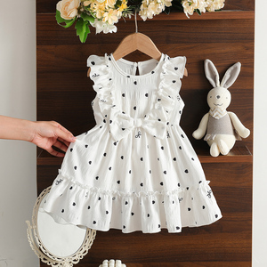 Produttore di Abbigliamento per Bambini, Vestito Estivo Casual <span class=keywords><strong>a</strong></span> Pois con Gonna <span class=keywords><strong>a</strong></span> Strati per Bambine, Abito da Principessa, Vestiti per Ragazze - Product Image 1