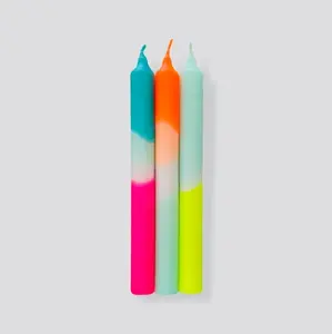 Neon Taper Dinner Candles Gradient Dip Dye Colors Candle
