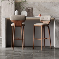 Chaise de bar et tabouret haut en bois massif de style italien minimaliste moderne pour îlot de cuisine - Non réglable, sans accoudoirs, personnalisable