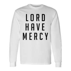Camiseta de Manga Larga con Estampado de Serigrafía 'Lord Have Mercy', Cuello Redondo, Blanca, para Hombre, Regalo Religioso, Ropa de Iglesia, Talla Adulto - Product Image 1