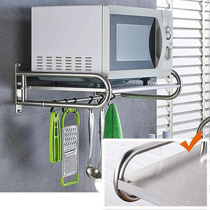 Support mural pour four à micro-ondes, étagère, support de cuisinière, support mural pour four à micro-ondes, cuisine, pizza, avec crochets de rangement - Product Image 5