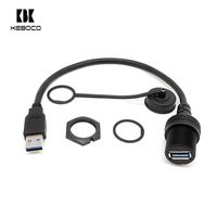 Cable de Extensión USB 3.0 a Prueba de Agua de 0.3M 1M, Macho a Hembra, Montaje en Panel, Blindaje Trenzado, Material de PVC, para Escáner de Código de Barras de Computadora