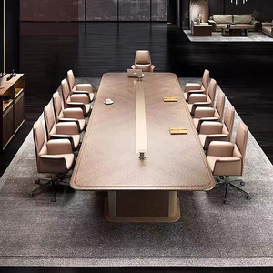 Table de Conférence Rectangulaire Professionnelle avec Port de Données, Tiroir de Rangement, Bureau de Réunion <span class=keywords><strong>MFC</strong></span>, Élégante pour Bureaux - Product Image 6