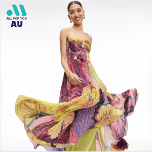 Custom <strong>Clothing</strong> Factory Women's Elegant Evening Dress Sexy Mesh Low-Cut Prom Dress Shoulder-Cut Print Long Split Party Dress - Product Image 1