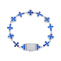 Farbiges Kreuzblumen-Armband 925 Silber Vergoldet Micro Pave CZ Diamant Iced Out Hip-Hop Tennis Gliederketten-Armband für Männer