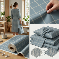 Maßgefertigter Blauer Fensterkachel-Karo-Druck Wasserdichter Outdoor-Schwerlast-Canvas-Stoff 12oz Polyester Kissenbezug Wohndekor Tasche