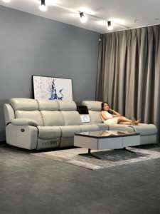 Juego de Sofás Reclinables de Tres Plazas, Multifuncional, de Cuero Genuino, Extensible, Moderno, para Sala de Estar - Product Image 6