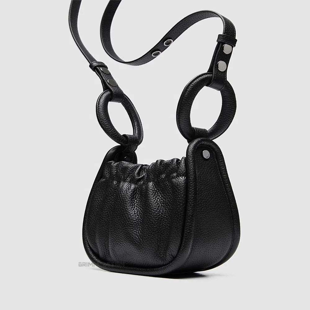 Luxury 100% real black cute beg cowhide cow shoulder messenger female mini purse crossbody korean leather women sling hand bag