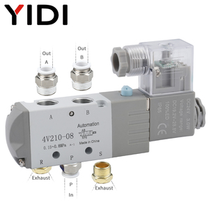 Vanne solénoïde 4V210-08, 2 positions, 5 voies, vanne de commande pneumatique à air, DC 12V 24V AC 24V 36V 110V 220V avec silencieux de raccordement - Product Image 4