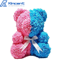 Offre Spéciale de haute qualité pur à la main mousse artificielle Rose ours en peluche 35-40cm couleur personnalisée cadeau saint valentin cadeau cadeau d'anniversaire