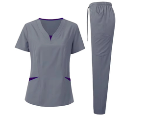 Conjunto de Uniforme Médico con Cuello en V y Bolsillos, Prendas Superiores Suaves y Elásticas, Cómodas para Clínica, Consultorio Dental y Hospital - Product Image 2