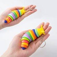 Mini jouets porte-clés Fidget Slug, jouet à main flexible articulé Caterpillar Sensory Stress Relief 3D