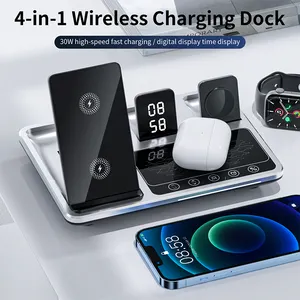 Portable Desktop Mobile Phone Wireless Charger Dock 4 In 1 Touch Wireless Charger Stand 15w Wireless Charger