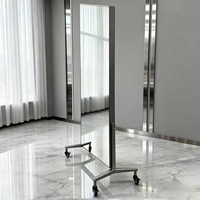 Miroir de sol professionnel en acier inoxydable pour salon de coiffure, miroir double face mobile, miroir de coiffure très populaire sur internet