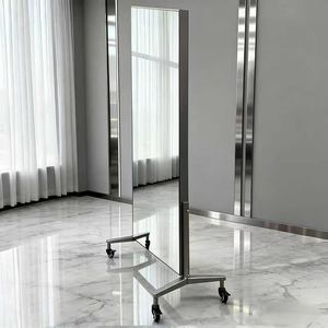 Espejo de Piso para Peluquería de Acero Inoxidable, Espejo Móvil de Doble Cara, Espejo de Peluquería, Famoso en Internet - Product Image 3