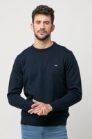 Top qualité coupe droite manches lisses col rond manches longues classique chandails bleu clair pour hommes