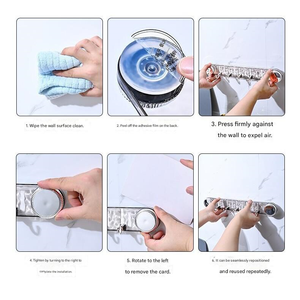 Crochets rotatifs à ventouse 5 en 1, <span class=keywords><strong>sans</strong></span> perçage, forte capacité de charge, porte-serviettes de salle de bain mural, crochet en rangée ondulé - Product Image 3