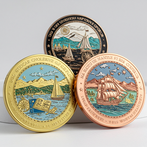 Moneda de desafío de fábrica y monedas de <span class=keywords><strong>barco</strong></span> de <span class=keywords><strong>vapor</strong></span> de esmalte dorado Fabricante de metal - Product Image 4