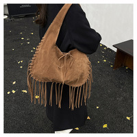 2025 nouvelle grande capacité gland sac à bandoulière en cuir suédé sacs fourre-tout avec franges Vintage femmes sacs à main
