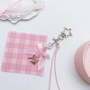 Mengda Y2K estilo milenario <span class=keywords><strong>dulce</strong></span> y fresco chica oso Ángel llavero Bowknot cuenta colgante estrella botón Goben cadena de moda - Product Image 4